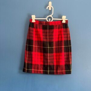Vintage 90s Plaid Mini‎ Skirt Women's Size Small Red Wool Blend Clyde Preppy